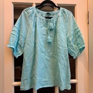 Talbots Popover Top with Tassels